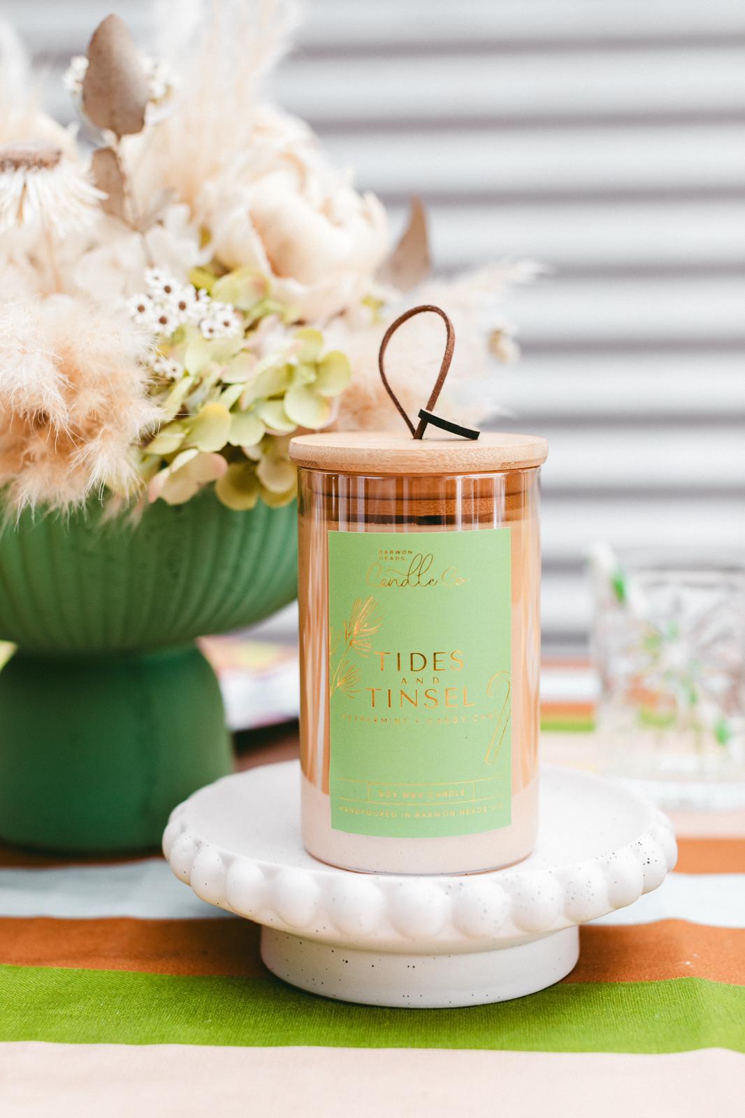 TIDES and TINSEL Peppermint + Candy Cane.